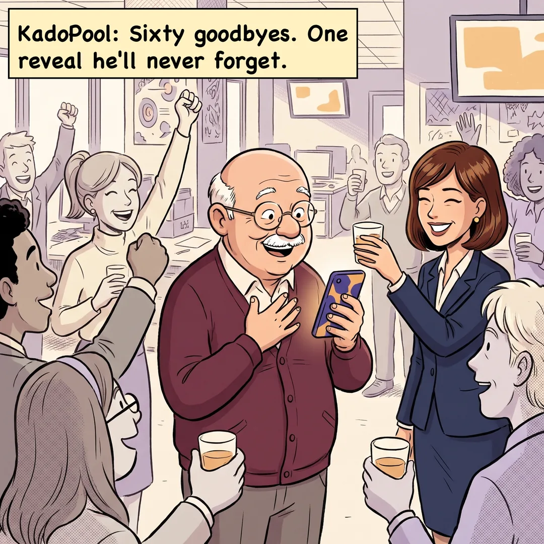Comic panel 4 of 4. Caption: KadoPool: Sixty goodbyes. One reveal he'll never forget.